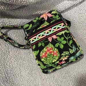 Vera Bradley Black and Green Floral Crossbody Bag
